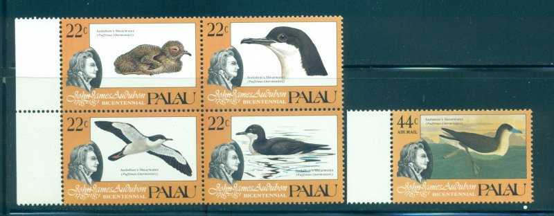 Palau - Sc# 66a-C5. 1985 Birds, Audubon. MNH. $5.60.