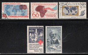 Czechoslovakia # 1059,1081,1006,1069,1019 ~ 5 Different Singles ~ Ucto, MX Hinge