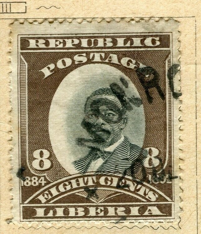 LIBERIA; 1892 early Pictorial issue fine used 8c. value