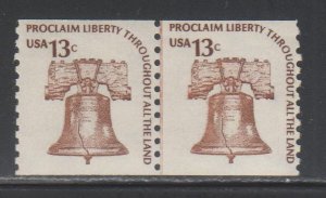 United States,  13c Liberty Bell (SC# 1618) MNH LINE PAIR
