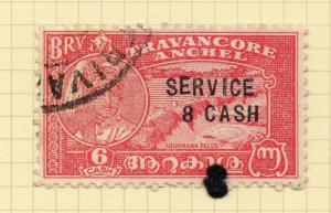 India Travancore 1943 Issue Fine Used 6c. Optd Surcharged 205991