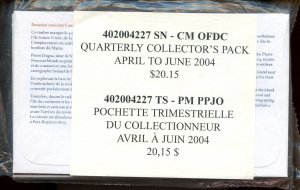 ?2004 Quarterly Collector's Pack April/June $20 cost unopened  FDC cover Canada