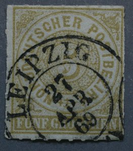 North German Confederation #6 Used FN Place Cancel LEIPZIG 27 APR 69 Date