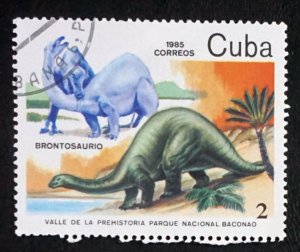 CUBA Sc# 2766 DINOSAURS Prehistoric  BRONTOSAURUS 2c  1985 used cto