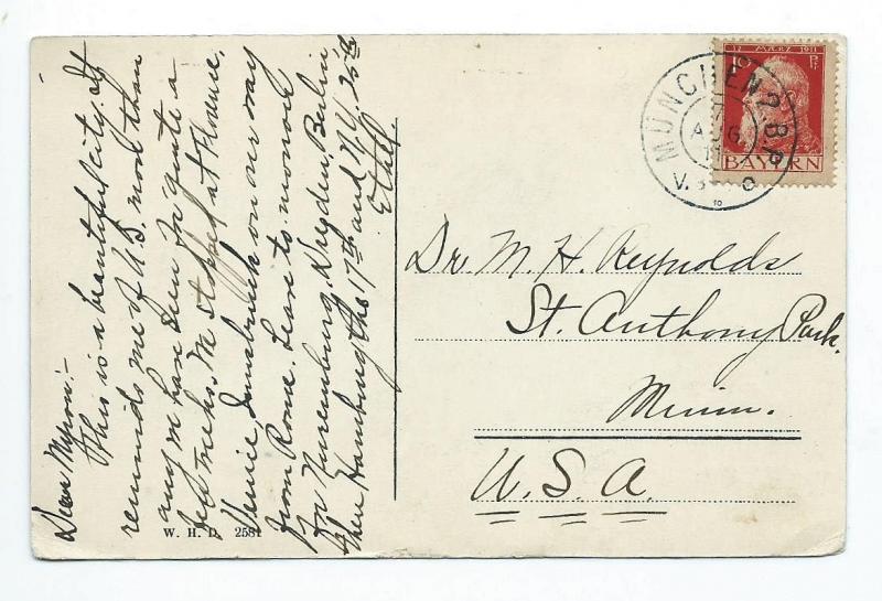 Bavaria, Sc #79, 10pf on Postcard, 1911 (Munich Synagogue)