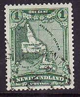 Newfoundland-Sc#163- id6-used 1c Map-1929-31-