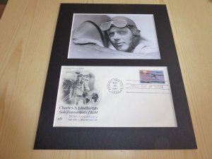 Charles Lindbergh USA FDC Cover and mounted photograph mount size 8 x 10