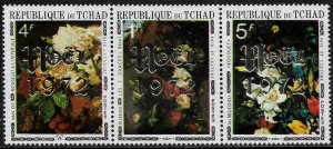 Chad #278A MNH Strip - Flowers Overprinted Noel