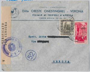 53680 - ITALY COLONIES: LIBIA - censored envelope - TWIN VALUES 1942-