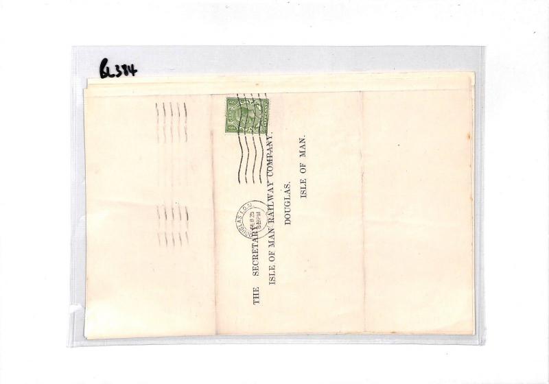 BL384 1928 GB Isle of Man Railway Co IOM Douglas Cover x 5 Items {samwells} PTS