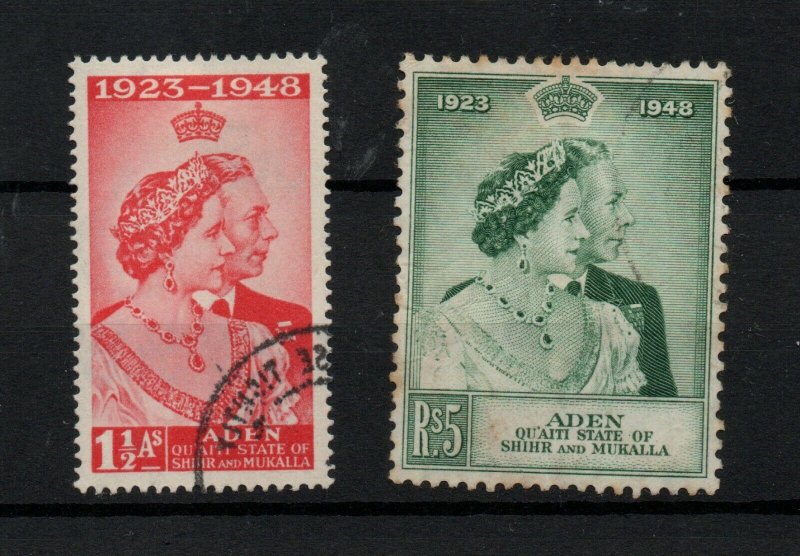 Aden Shihr & Mukalla 1948 Silver Wedding fine used set SG14-15 WS23690