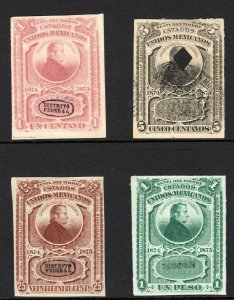 MEXICO Revenue Stamps GROUP{4} 1874-75 1c-1P MORELOS Used MS4515