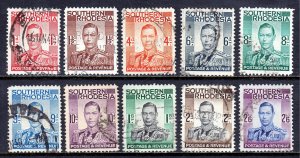 Southern Rhodesia - Scott #43//53 - Used - Short set of 10, tear #53 - SCV $22