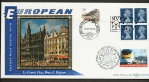 19/01/1999 WALSALL ‘E’ RATE NVI BOOKLET DUAL DATE-BRUSSEL-CARRIED ON TUNNEL FDC