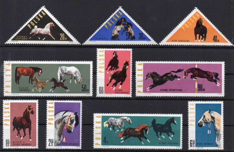 Poland 1963 MNH Stamps Scott 1188-1197 Polish Horse Breeding