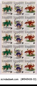 SINGAPORE - 1998 DINOSAURS / PREHISTORIC ANIMALS 15V MNH SELF-ADHESIVE STAMPS