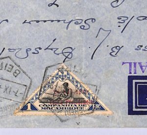 MOZAMBIQUE Company WW2 Air Mail Cover Beira 1939 South Africa Cape Town WB20