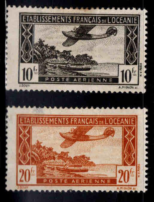 French Polynesia Scott C1B-C MH* Airmail stamps minor faults