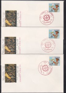 Japan # 1090, Scouting 13th World Jamboree, 8 Diff, Special Cachet 1st Day Cover