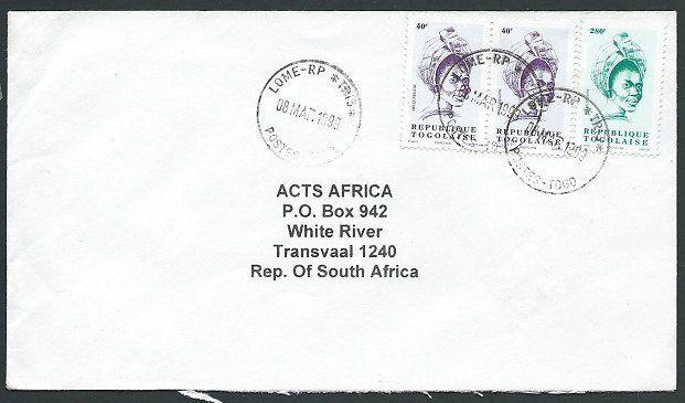 TOGO 1999 cover LOME tto South Africa......................................44249