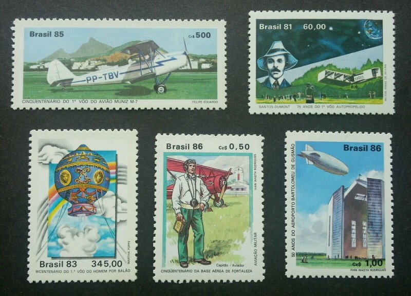 Brazil Aviation Airplane Air Transport Vehicle 1981 1983 1985 1986 (stamp) MNH