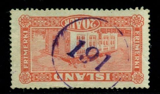 ICELAND NUMERAL CANCEL #191 in purple on 20aur Landscape, VF