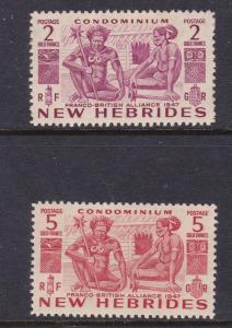 New Hebrides x the 2 high values MNH from the 1953 set