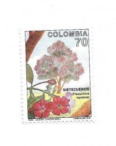 COLOMBIA 1990 TREE SIETECUEROS FLOWERS BOTANICS FLORA 1 VALUE MINT NH