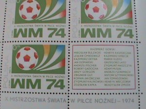 ​POLAND 1974- SC#2037a  WORLD CUP SOCCER CHAMPIONSHIP-MUNICH MNH S/S SHEET- VF