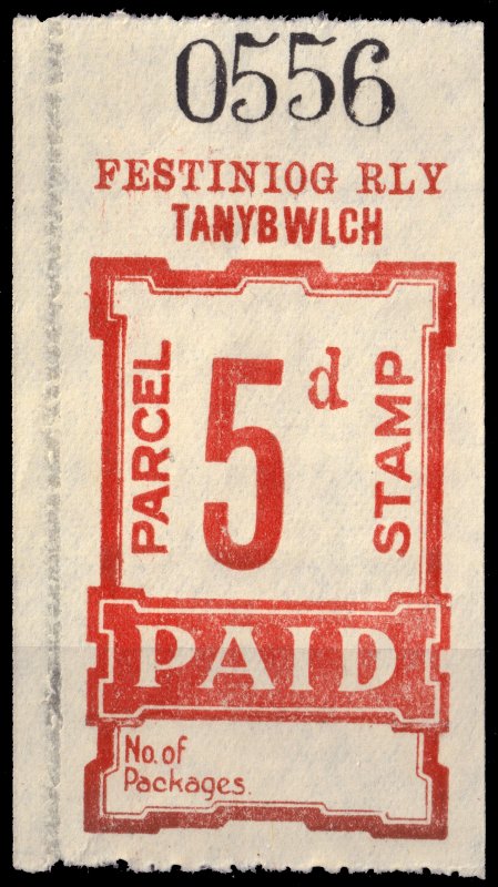 GB / Wales - FESTINIOG RAILWAY Parcel Stamp 5d (Tanybwlch) - Mint