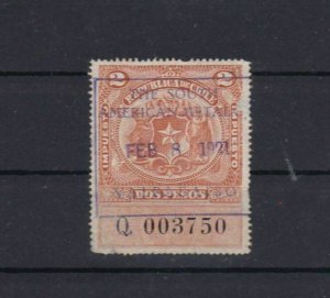 LARGE CHILE REVENUE STAMP WITH SOUTH AMERICAN METAL CO CANCEL   REF 1951