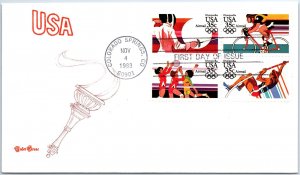 US FIRST DAY COVER 1984 OLYMPIC GAMES LOS ANGELES B (4) ON TUDOR HOUSE CACHET B