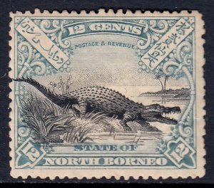 NORTH BORNEO — SCOTT 86 (SG 106) — 1897 18c CROCODILE — MH — SCV $130