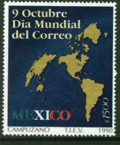 MEXICO 1677, WORLD POST DAY. UNUSED, NO GUM. VF.