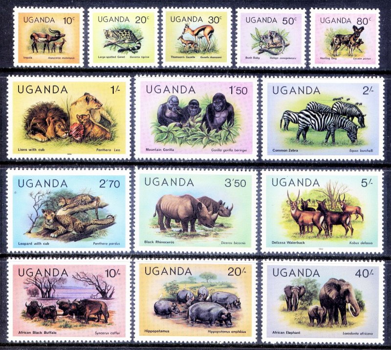 Uganda 1979 Wild Animals of Africa (14v Cpt) MNH CV$16