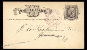 USA 1879 FAYETTEVILLE Vermont Violet Cancel Postal Card Cover 96393