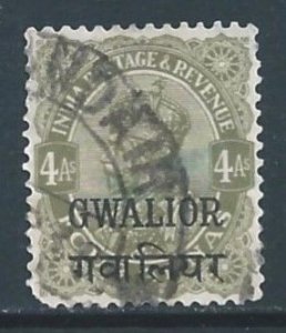 India-Convention States-Gwalior #76 Used 4a King George V Issue Ovptd. Gwalior