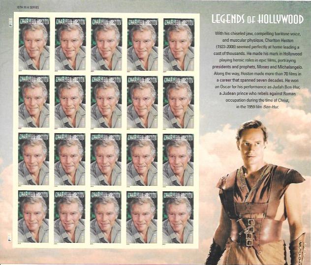 US #4892 MNH Sheet.  Charlton Heston - Legend of Hollywood