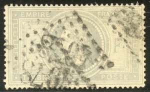 FRANCE #37 Used BEAUTY - 1869 5fr Gray Lilac