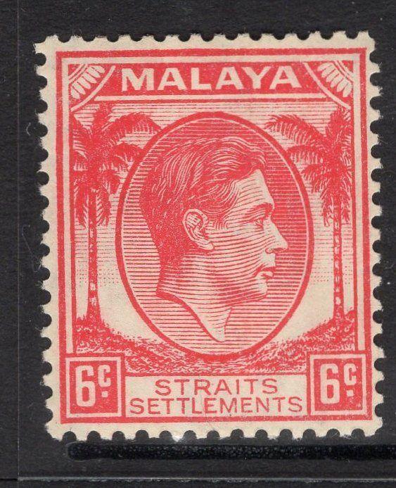 MALAYA STRAITS SETTLEMENTS SG282 1938 6c SCARLET MTD MINT