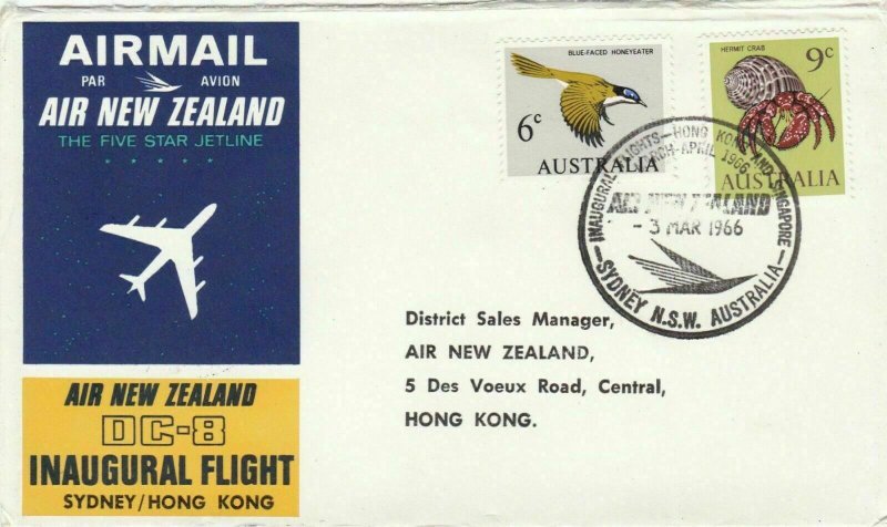 AIR NEW ZEALAND DC.8 INAUGURAL FLIGHT SIDNEY / HONG KONG  1966