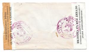 Haiti Double Censored Cover 1943 to US Receiving Mark Backstamps Mohr FE Wallace