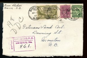 ? SHEDIAC, N.B. Registered h/s 1947 cover Canada