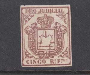 Cuba Jones AA18a used. 1858 5r brown Legal Document (DERECHO JUDICIAL) fiscal