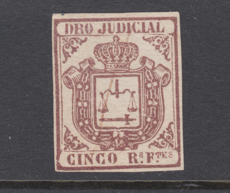 Cuba Jones AA18a used. 1858 5r brown Legal Document (DERECHO JUDICIAL) fiscal