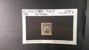 Philippines (U.S.) 1906 Scott# 247 avg. hinged . Strong impression.