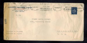 1944 Porto Portugal Censored Cover to USA Judiaca Star of David Fernando Haemig