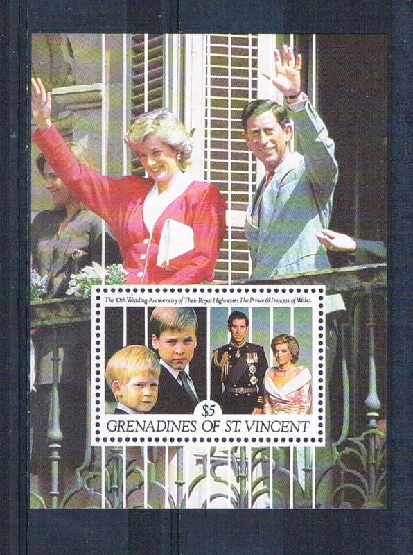 St Vincent - Grenadines 777 MNH SS 10th wedding aniversary 1991 (S0901)