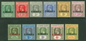 SG 1-11 Barbuda ½d to 5/- set of 11. Fine mounted mint CAT £150