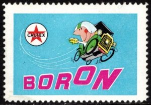 Vintage New Zealand Poster Stamp Caltex Boron Fuel Unused